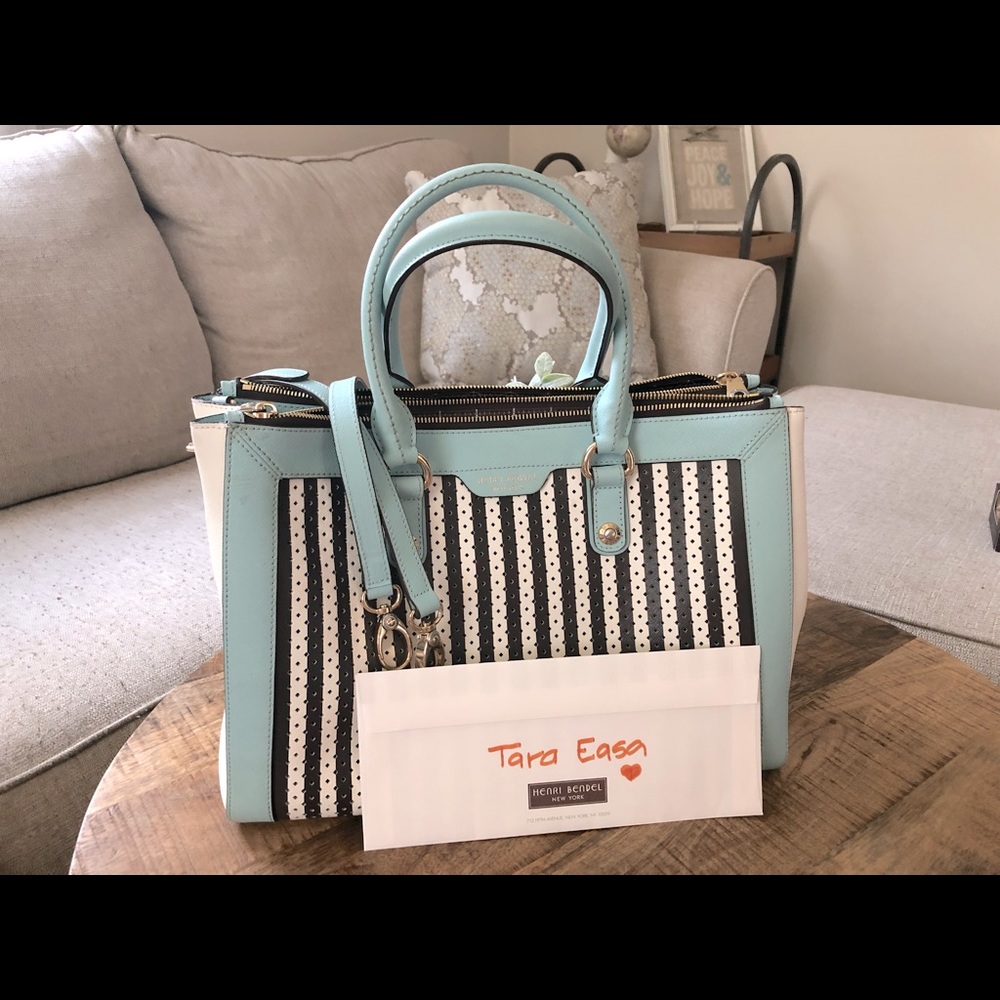 Henri Bendel Striped 57th Perforated bag